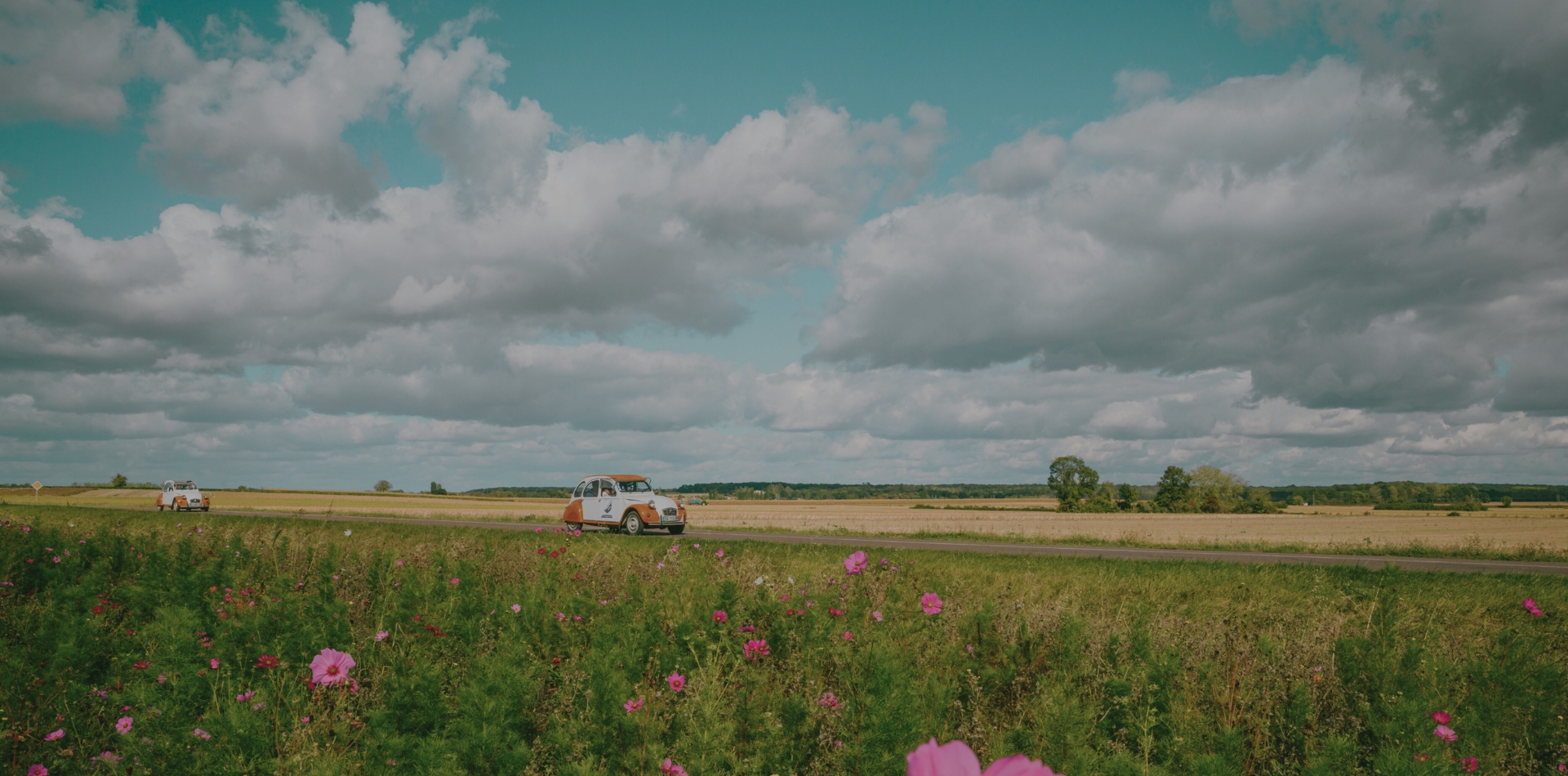 Car driving on a country road